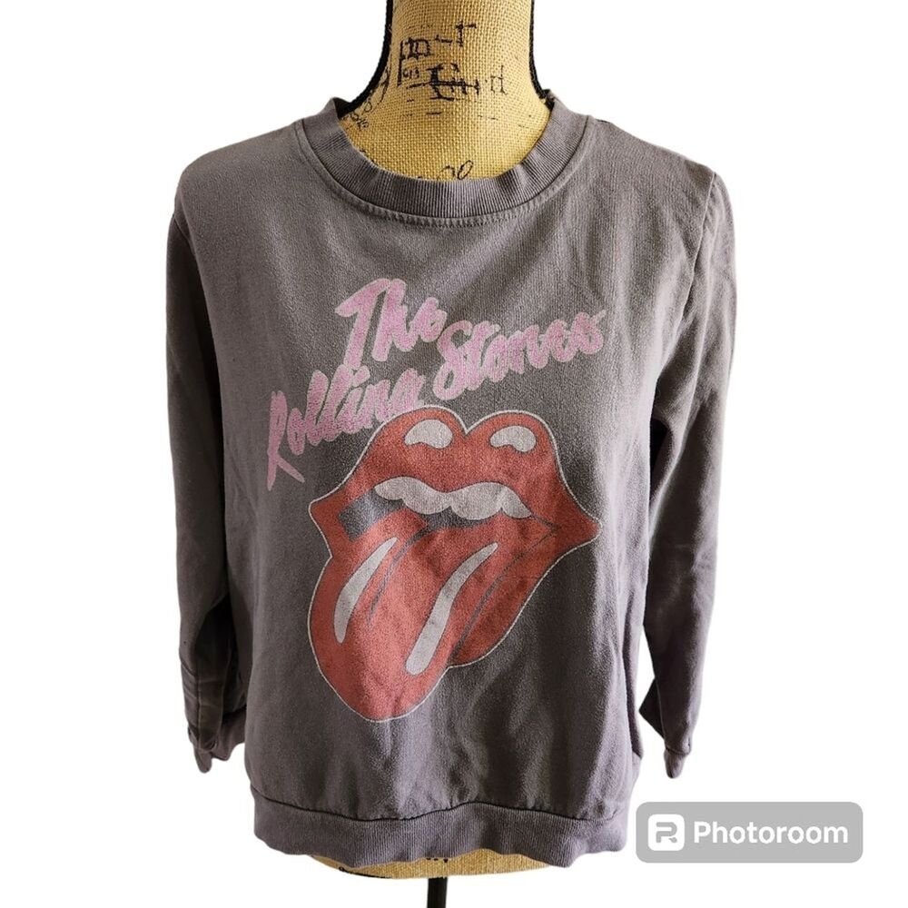 The Rolling Stones Faded Sweatshirt Womens SZ XL‎ Music Rock N Roll Rocker Retro